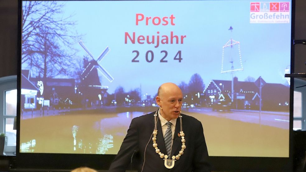 Erwin Adams hielt in 80 Minuten einen Rückblick auf 2023 und stellte die Pläne für 2024 vor. Foto: Wilfried Gronewold