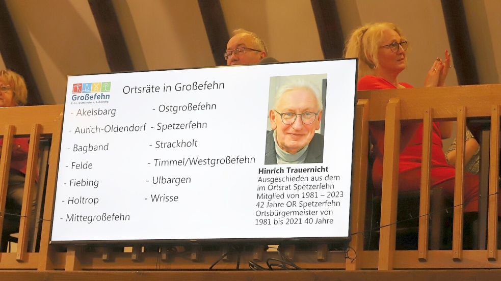Erwin Adams dankte in seiner Ansprache auch Hinrich Trauernicht für sein langjähriges politisches Wirken. Foto: Wilfried Gronewold