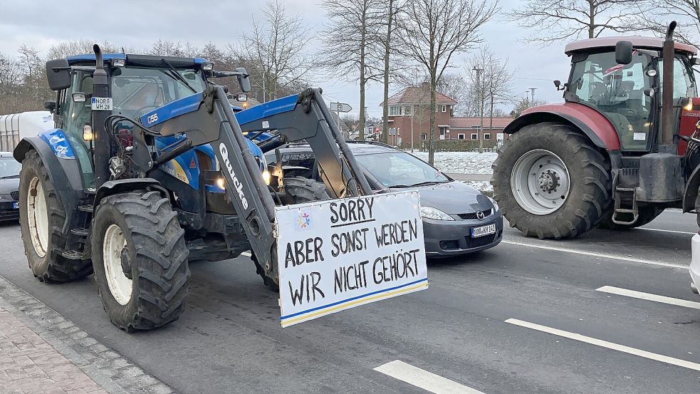 Statt nach Wilhelmshaven fuhren einige Landwirte doch lieber nach Norden. Foto: Rebecca Kresse