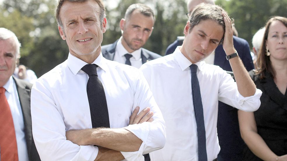 Mit der Ernennung seines Getreuen Gabriel Attal (r.) zum Premier ändert Macron zwar die Form und das Auftreten, nicht aber die Grundlage seiner Politik. Foto: imago images/ABACAPRESS/Lemouton Stephane/Pool