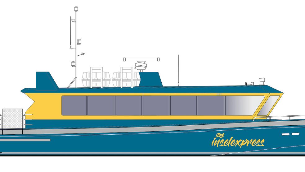 So wird die neue Schnellfähre Inselexpress 2 der Inseltouristik aussehen. Foto: AG Reederei Norden Frisia