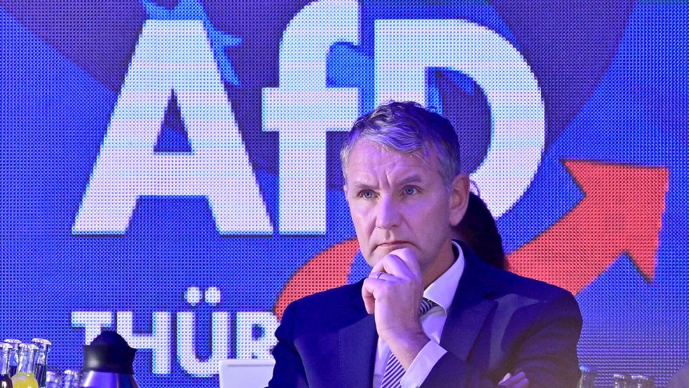 Ist der Aufschwung seines Landesverbandes vorbei? Björn Höcke sucht eine Erklärung für die AfD-Niederlage im Kampf um einen Landratsposten. Foto: dpa/Martin Schutt