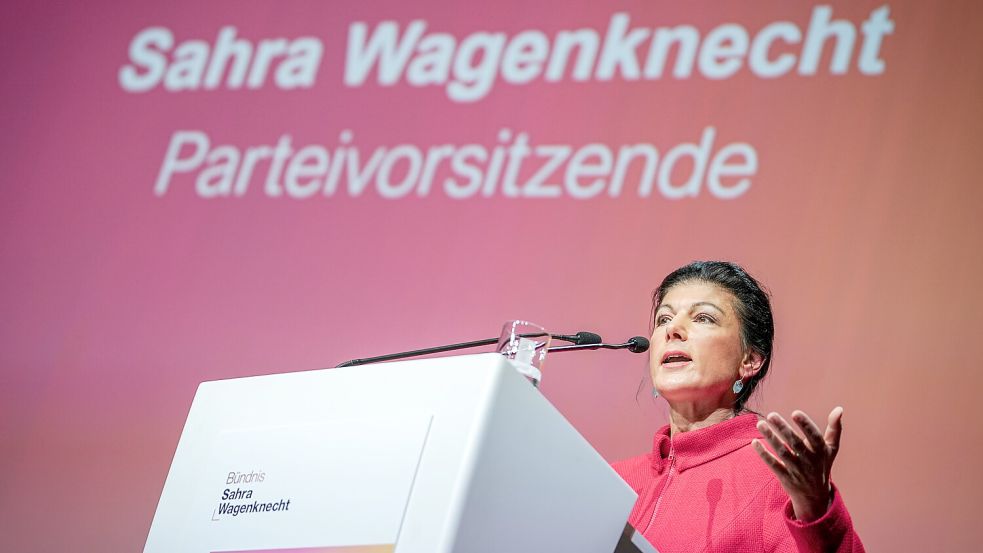 Sahra Wagenknecht beim Gründungsparteitag ihrer neuen Partei. Foto: DPA
