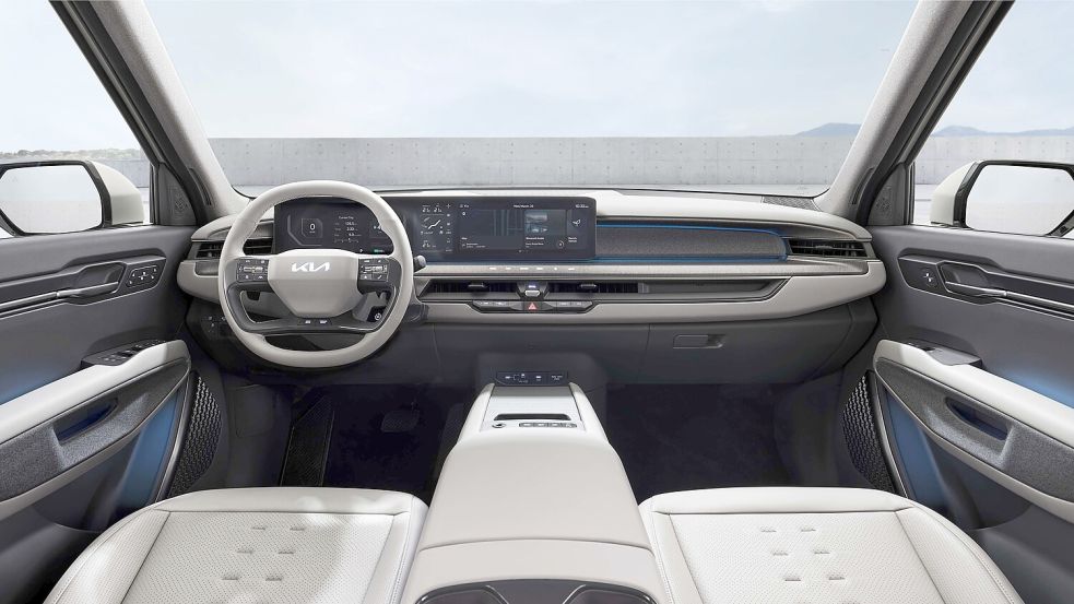 Das geräumige Cockpit vereint modernstes Infotainment mit einer luxuriösen Verarbeitung. Foto: Kia