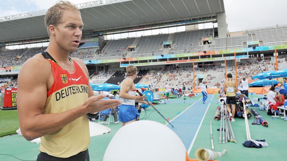 Stabhochspringer Fabian Schulze wurde Sechster bei der EM 2010 in Barcelona. Foto: dpa/Rainer Jensen