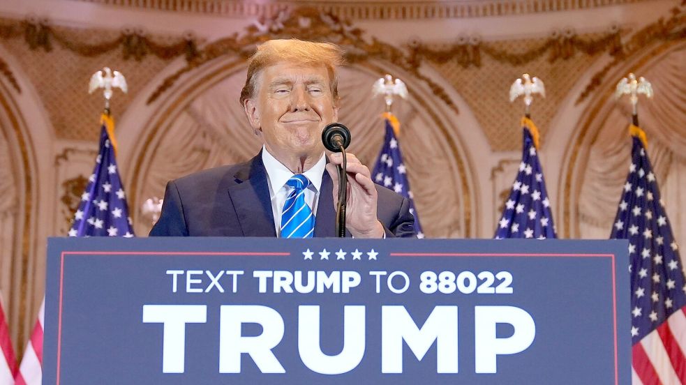 Donald Trump ist zurück und wird Präsidentschaftskandidat der Republikaner für die US-Wahl 2024. Foto: Evan Vucci/AP/dpa