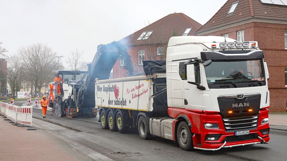 Die Fahrbahn der Von-Jhering-Straße wird abgefräst. Foto: Romuald Banik