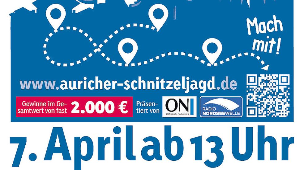 Auf zur Schnitzeljagd, zehn Fragen beantworten und mit ein bisschen Glück gewinnen: Die Tour startet Sonntag ab 13 Uhr in Aurichs Innenstadt.