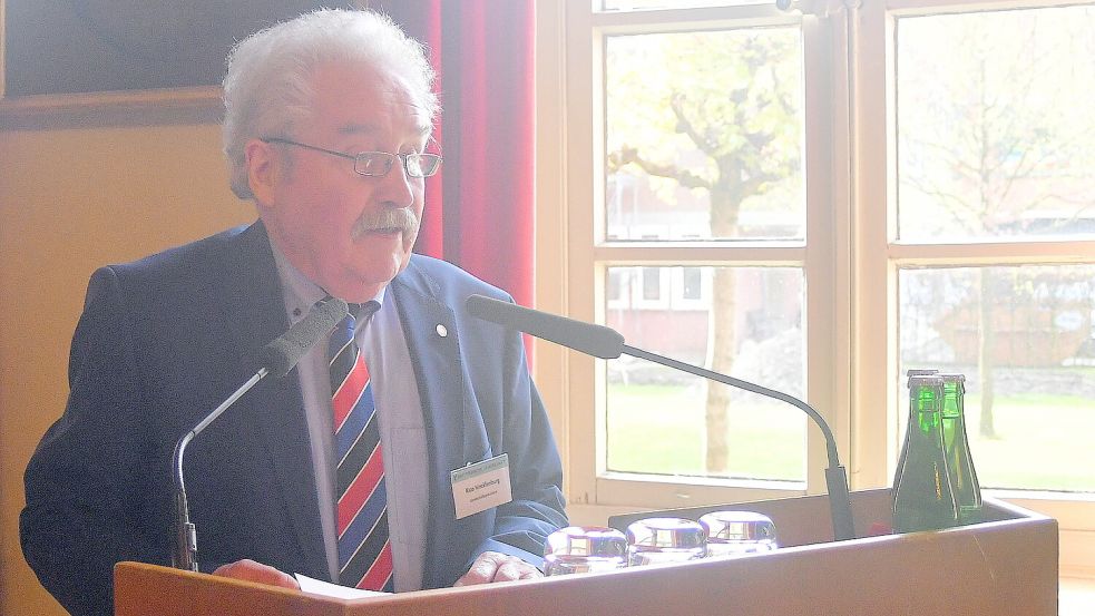Landschaftspräsident Rico Mecklenburg berichtete bei der Versammlung. Foto: Gerd-Arnold Ubben