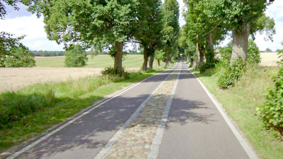 So könnte der Eckfehler Weg nach dem Umbau aussehen: Zwei Fahrstreifen für Radfahrer, in der Mitte eine Aufpflasterung. Foto: Stadt Aurich