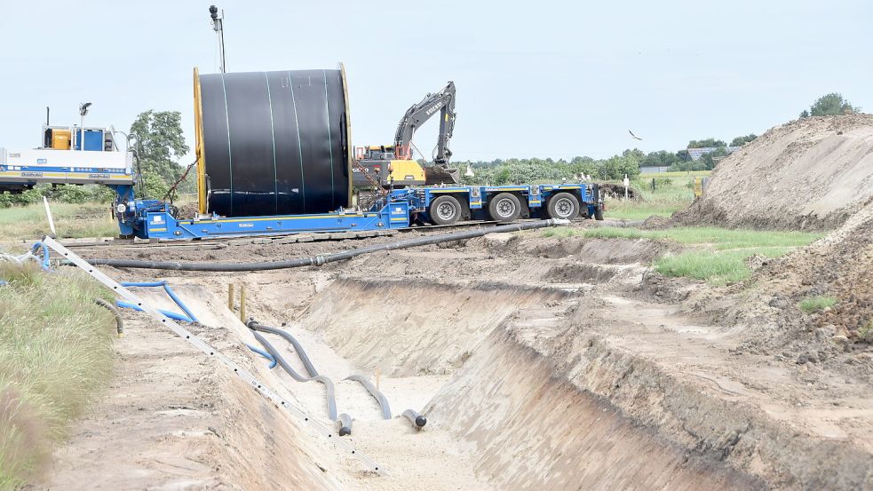 Zuletzt wurde 2021 im Brookmerland in Sachen Energiewende gebuddelt. Verlegt wurde damals die Stromleitung „Dolwin 6“. Foto: Thomas Dirks