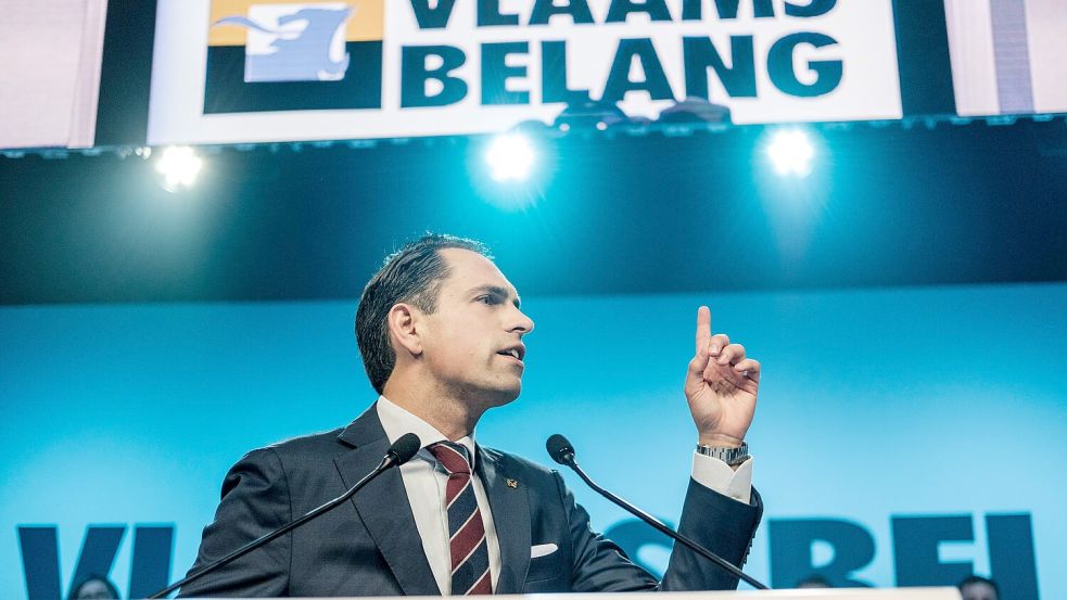 Die Partei Vlaams Belang hat gute Chancen, stärkste Kraft im Norden Belgien zu werden. Foto: IMAGO / Belga