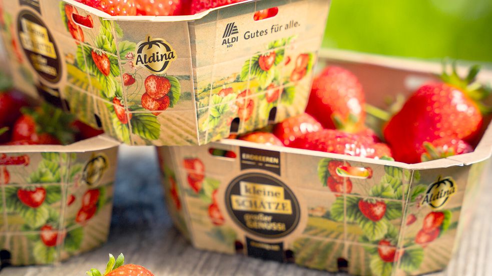 Unter dem Namen „Aldina“ vertreibt der Discounter Aldi Süd seine eigene Erdbeersorte. Foto: Aldi Süd