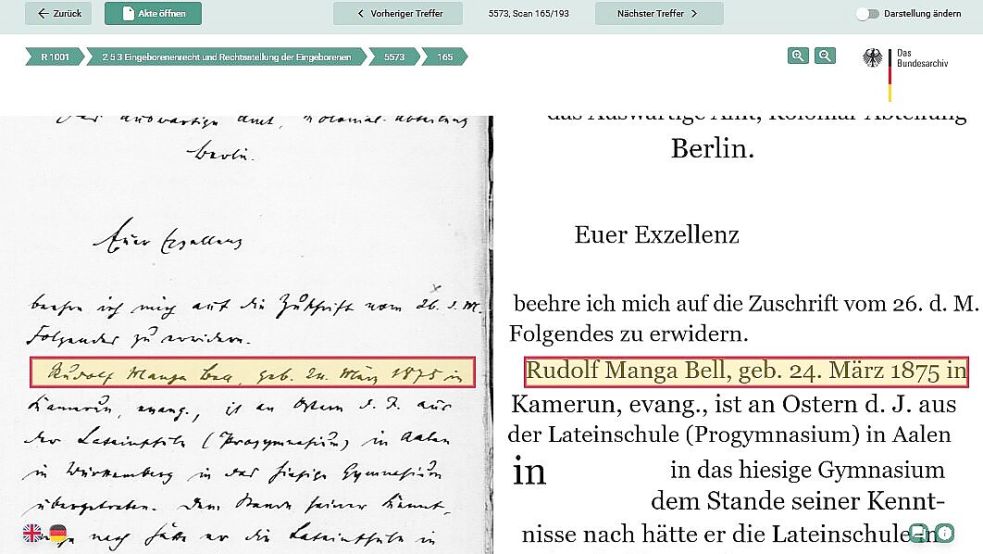 Blick in das Recherche-Tool des Bundesarchivs Foto: Bundesarchiv