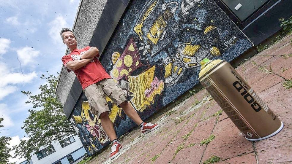 Andreas Kutzner weiß, wie man mit einer Spraydose umzugehen hat.