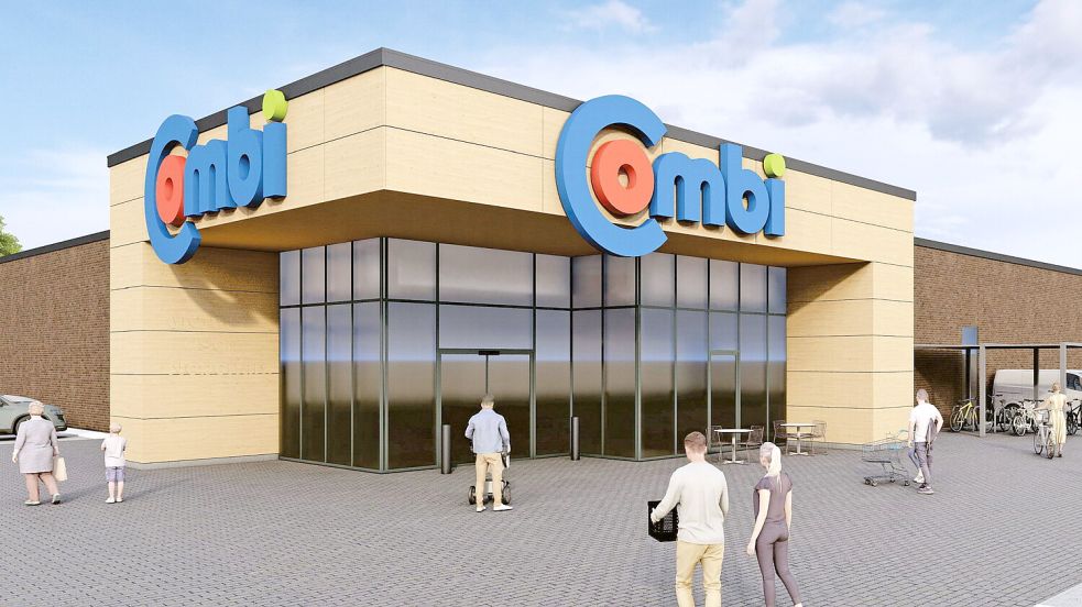 So soll der neue Combi-Markt an der Emder Straße in Riepe aussehen.Grafik: Bünting/Gemeinde Ihlow