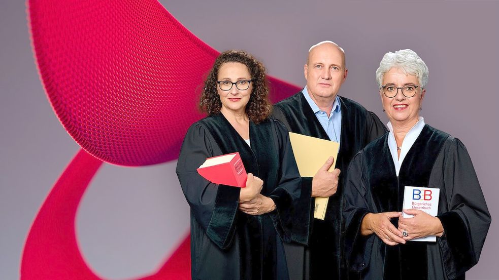 Die Richter Anette Heiter, Helga Bischoff und Ronald Hinz informieren umfassend über die Rechtslage in Deutschland. Foto: ZDF / Frank Dicks / [M] Konrad Wielandt GmbH