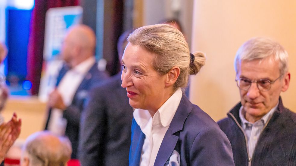 Gemeinsamer Wahlkampf: Alice Weidel, Chefin der AfD-Bundespartei, mit dem Brandenburger Spitzenkandidaten Hans-Christoph Berndt Foto: dpa/Frank Hammerschmidt