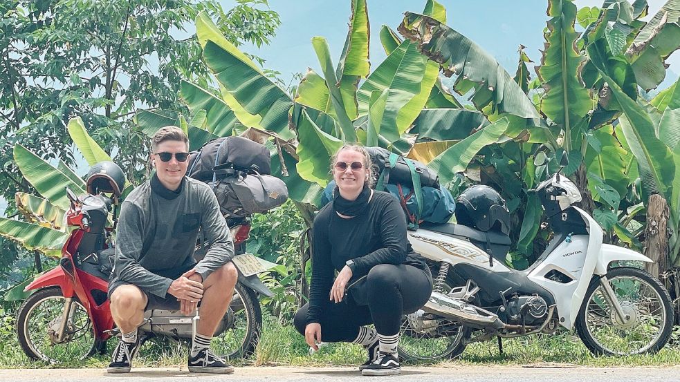 Mit zwei geliehenen Motorrädern und einem Minimum an Gepäck durch Vietnam. Foto: Privat