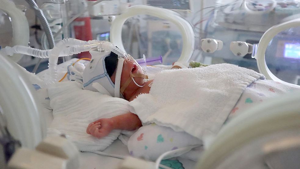 Im St. Marienhospital Vechta sind Vierlinge zur Welt gekommen. Mutter Vasilica-Florentina Imbrea und die vier Kinder (hier David Cristian) sind wohlauf. Foto: Daniel Meier/St. Marienhospital