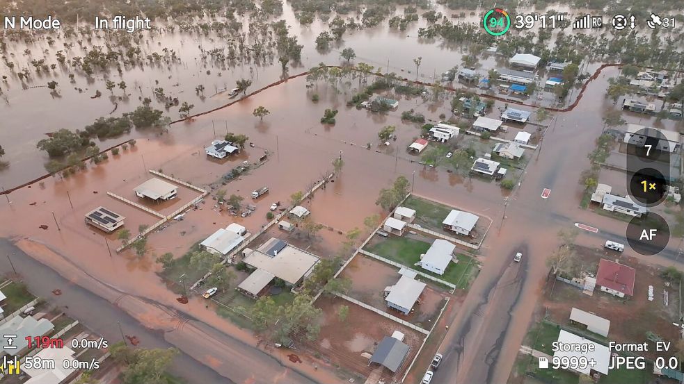 Besonders schwer betroffen ist der Ort Thargomindah. Foto: Daniel Roy/BULLOO SHIRE COUNCIL via AAP/dpa