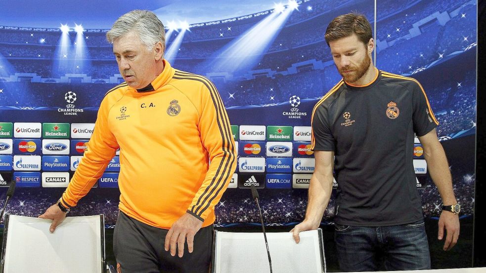 Reals Noch-Trainer Carlo Ancelotti kennt Xabi Alonso noch aus gemeinsamen Zeiten in der spanischen Hauptstadt. Foto: picture alliance / dpa