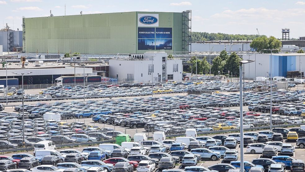 Das Angebot an neuen Ford-Fahrzeugen - hier auf einem Parkplatz auf dem Kölner Werksgelände - ist groß, die Nachfrage hält sich aber in Grenzen. Foto: Oliver Berg/dpa