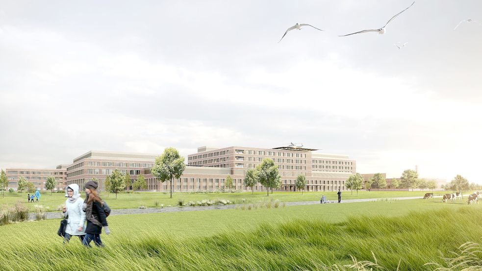 „Zentralklinik Ostfriesische Meere“ soll das neue Krankenhaus heißen.Grafik: Trägergesellschaft