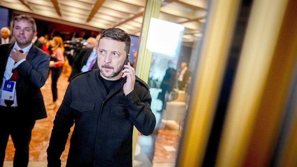 Der ukrainische Wolodymyr Selenskyj zeigte sich in Albanien wenig optimistisch. Foto: Kay Nietfeld/dpa