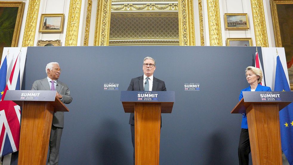 Die EU und Großbritannien haben sich auf einen Deal zur engeren Zusammenarbeit geeinigt. Foto: Carl Court/Getty Images Europe Pool/AP/dpa