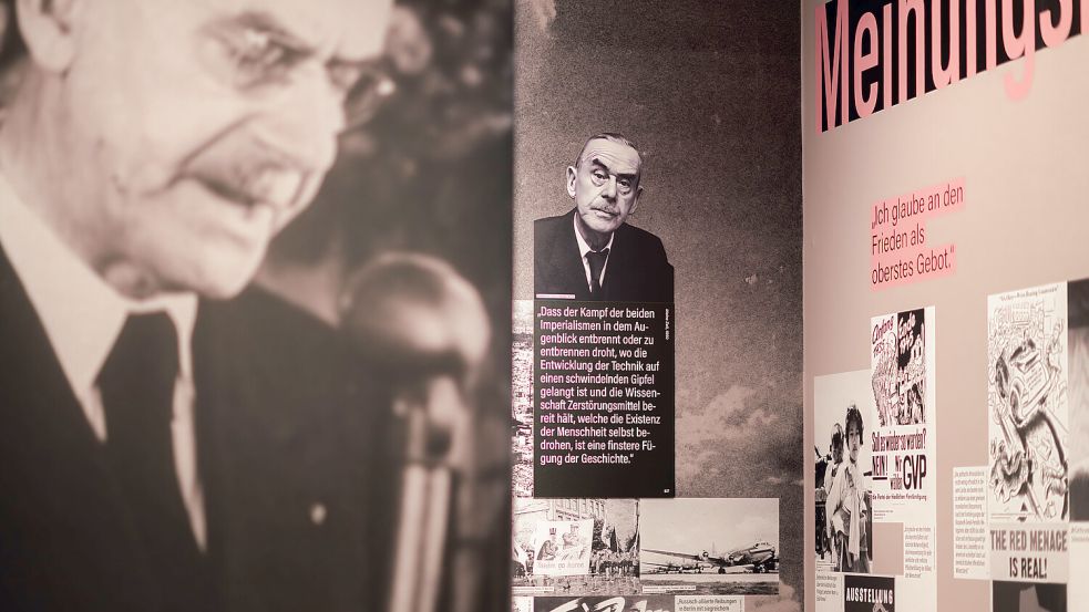 Der Literaturnobelpreisträger im Meinungsstreit: So inszeniert Lübeck Thomas Manns Wandung zum Demokraten. Foto: Leevke Draack