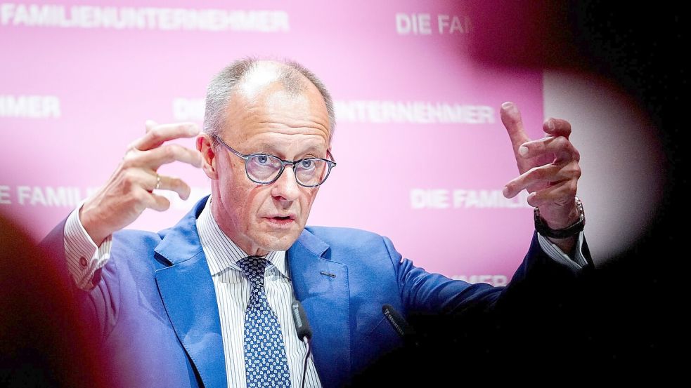 Merz sprach auf einer Tagung von Familienunternehmern. Foto: Kay Nietfeld/dpa