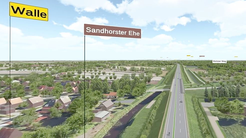 Im Bereich Walle (links) soll die Ehe verlegt und von der neuen Bundesstraße 210n überquert werden. Grafik: Landesstraßenbehörde