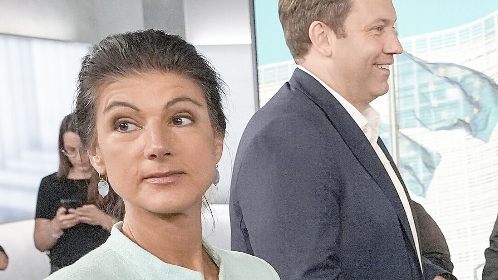 Selten gemeinsam zu sehen: BSW-Chefin Sahra Wagenknecht und SPD-Chef Lars Klingbeil nach der Europawahl 2024 bei der „Elefantenrunde“. Foto: dpa/Kay Nietfeld