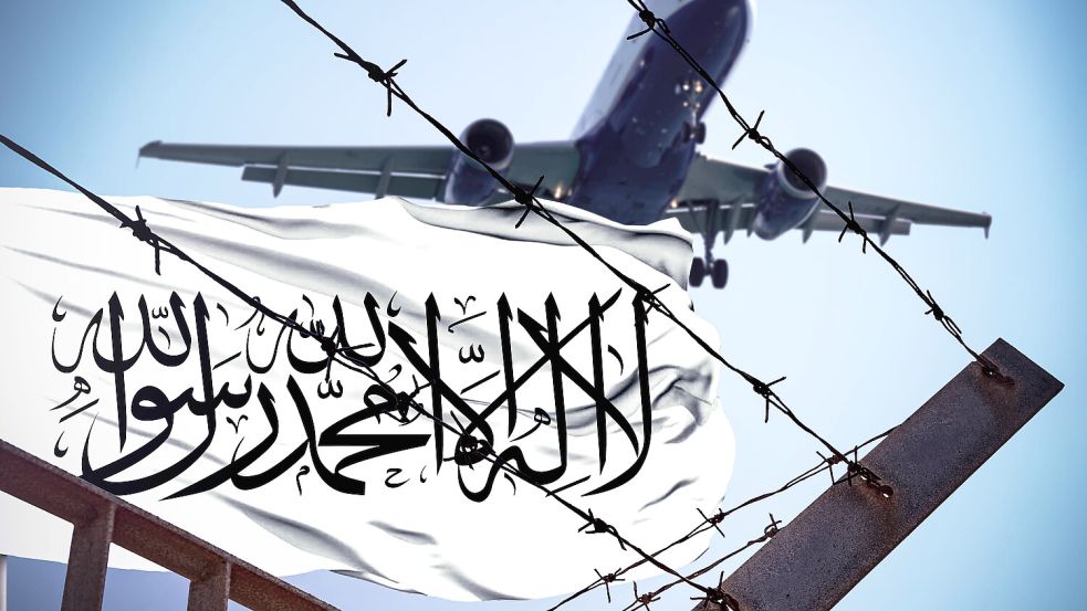 Bald regelmäßige Abschiebeflüge nach Afghanistan? Die Symbolbild zeigt die Flagge der Taliban. Foto: IMAGO/Michael Bihlmayer