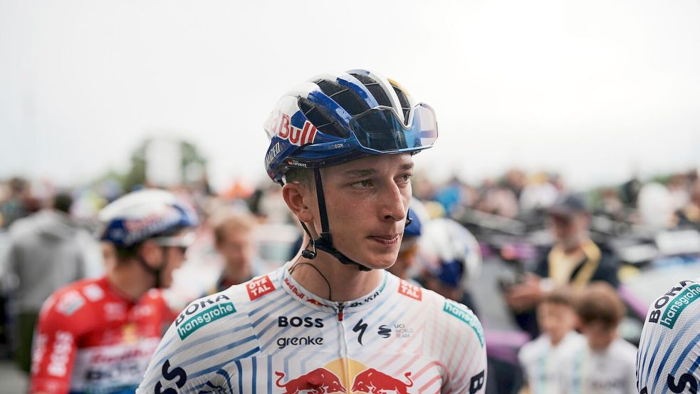 Der deutsche Rad-Jungstar Florian Lipowitz. Foto: Thibault Camus/AP/dpa