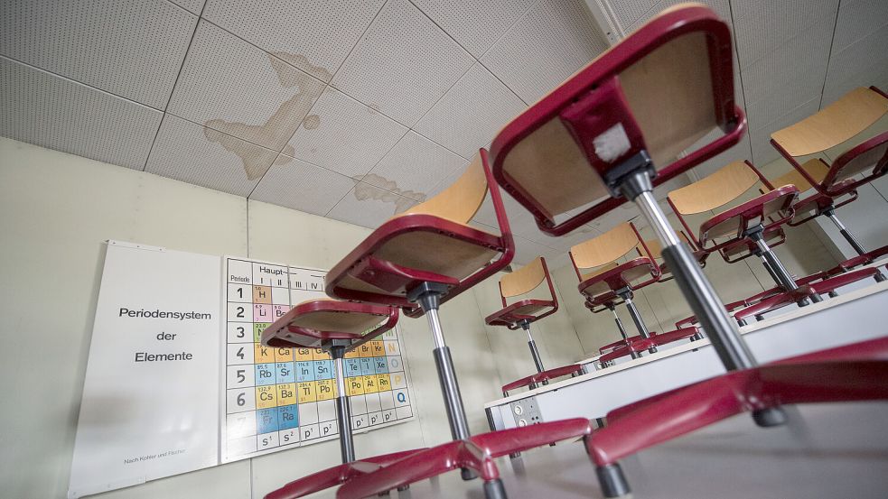 Marode Decke im Klassenzimmer: Fast ein Drittel des kommunalen Sanierungsstaus betrifft die Sanierung von Schulen. Foto: dpa/Marijan Murat