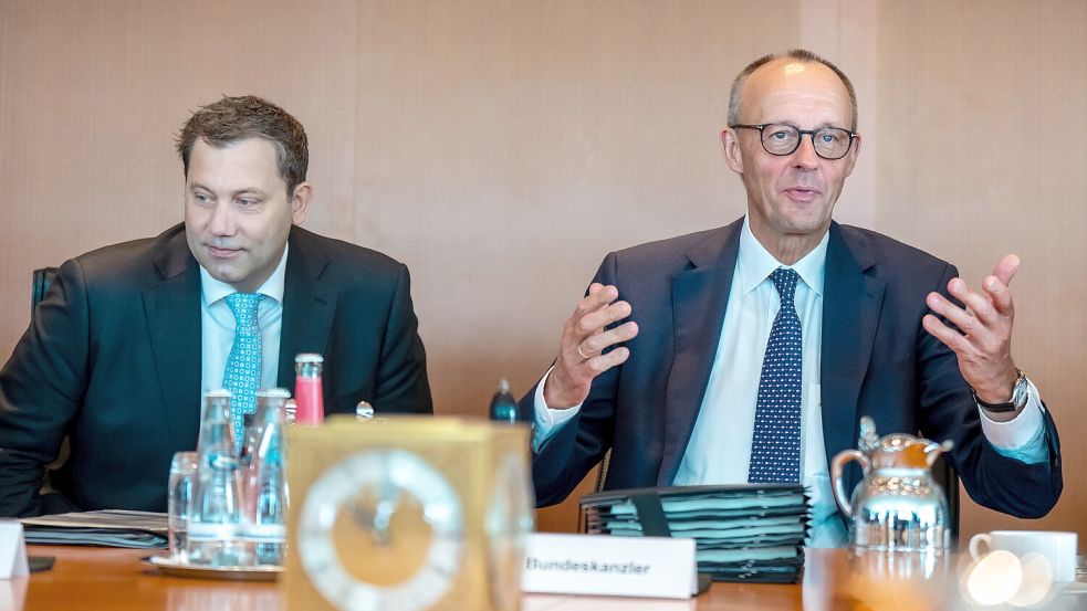 Schätzen sich beiden sehr: Kanzler Friedrich Merz und Vizekanzler Lars Klingbeil. Foto: dpa/Michael Kappeler
