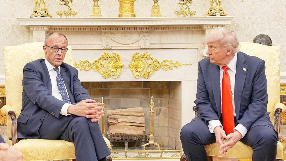 Das Treffen von Kanzler Friedrich Merz mit US-Präsident Donald Trump im Weißen Haus verlief für den CDU-Vorsitzenden ohne Eklat. (Archivbild) Foto: Michael Kappeler/dpa