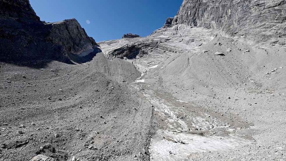 Was vom Watzmanngletscher übrig ist im Jahr 2025. Foto: Angelika Warmuth/dpa
