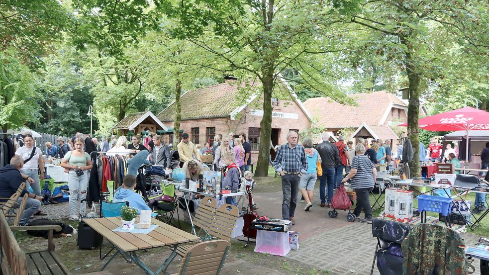 Der Flohmarkt am Sonnabend zieht viele Besucher an. Fotos: Hans Kleinpoppen