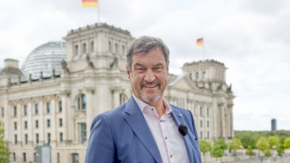 Markus Söder (CSU), Bundesvorsitzender, beim ARD-Sommerinterview vor einem Jahr. Foto: Joerg Carstensen/dpa