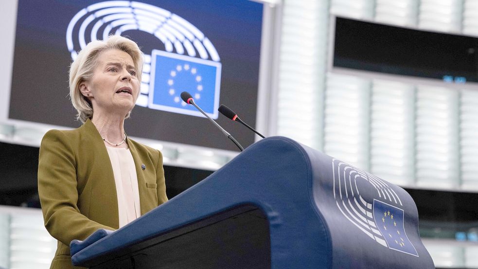 Kommissionspräsidentin Ursula von der Leyen richtete in Brüssel einen eindringlichen Appell an alle Mitgliedsstaaten. Foto: afp/ Sebastien Bozon
