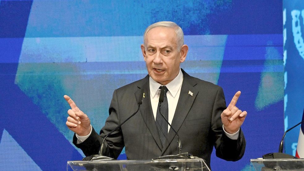 Israels Premier Netanjahu droht einmal mehr der Hamas. (Archivbild) Foto: Debbie Hill/Pool UPI/AP/dpa