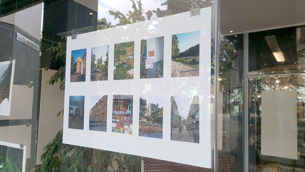 Fotos in einem der gläsernen Schaukästen in der Dielingerstraße zeigen die Lieblingsorte von Jugendlichen in Osnabrück. Foto: Julian Blome