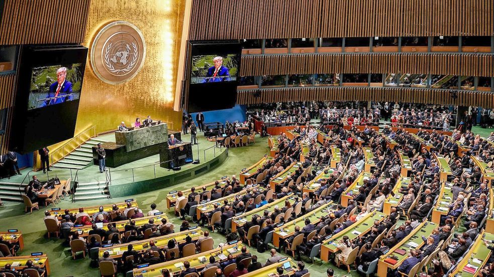 Trump vor der UN-Vollversammlung Foto: Kay Nietfeld/dpa