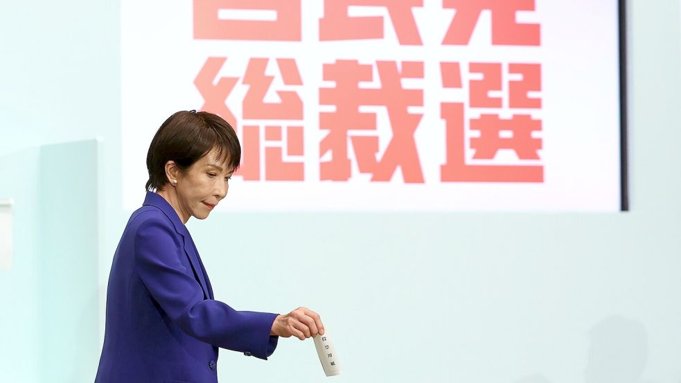 Sanae Takaichi übernimmt als erste Frau den Vorsitzt der regierenden LDP. Foto: Kim Kyung-Hoon/Pool Reuters/AP/d
