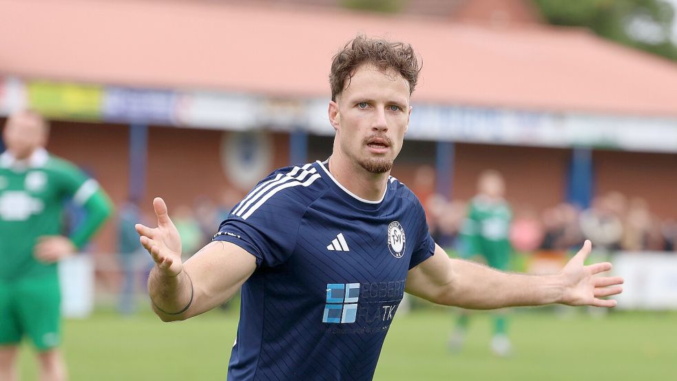 TSV-Stürmer Mirco Taubert erzielte beim 6:3 gegen Veenhusen seinen 16. Saisontreffer.Foto: Wilfried Gronewold