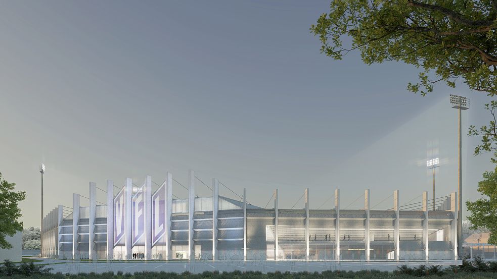 Das Flutlicht an der Bremer Brücke - es soll auch am sanierten Stadion scheinen. Foto: ppp/Raum+