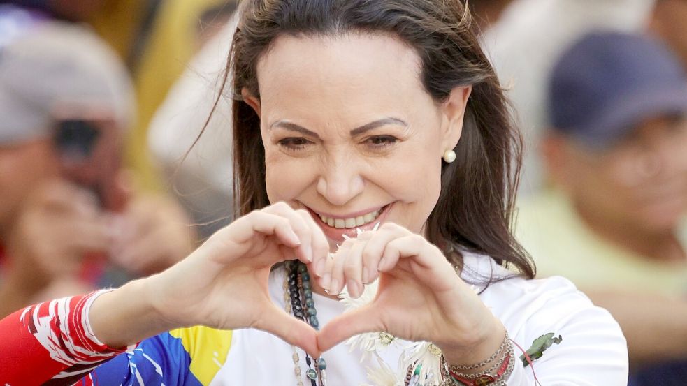 Die venezolanische Oppositionsführerin María Corina Machado. (Archivbild) Foto: Jesus Vargas/dpa